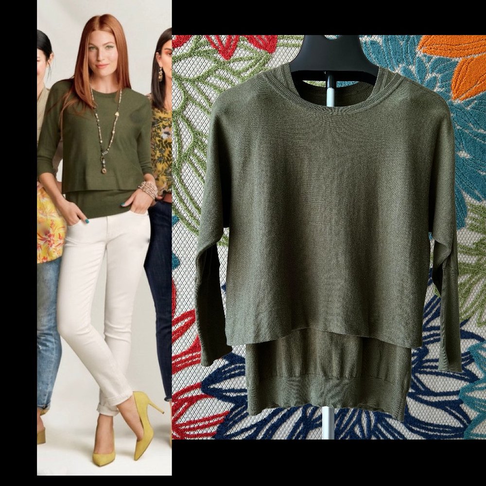 CAbi Twofer Pullover 5461 - Great Sweater Set with Tank and Cropped Pullover - M